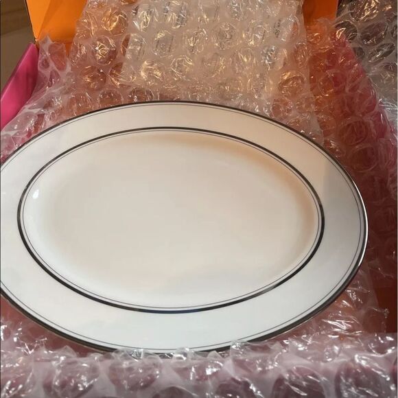 Kate Spade Library Lane Platinum 13" Oval Platter - Picture 2 of 3